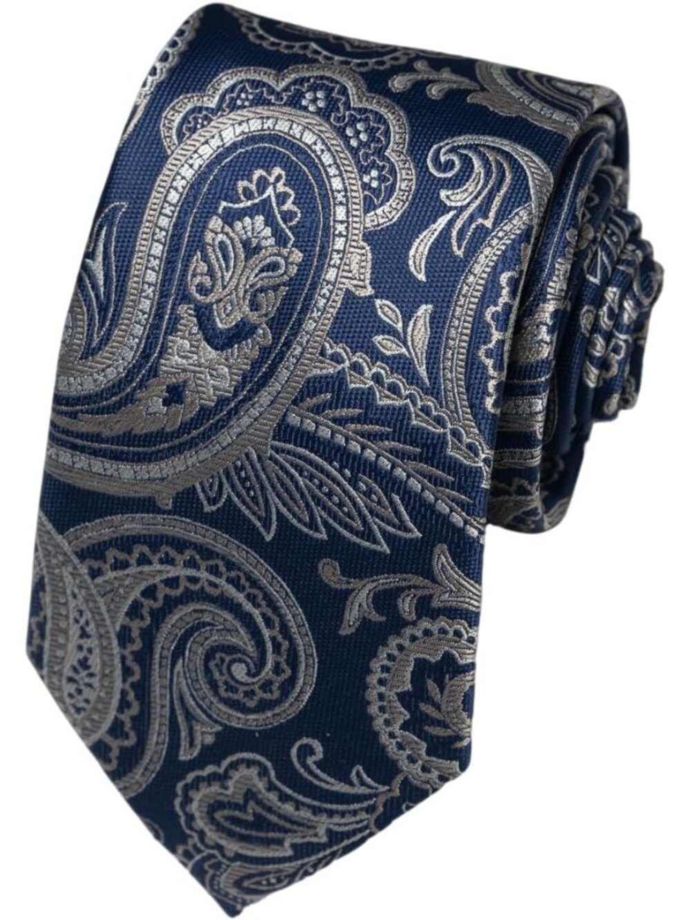 🆕Men Grey & Blue Microfiber intricate Paisley Slim Formal Necktie For Wedding